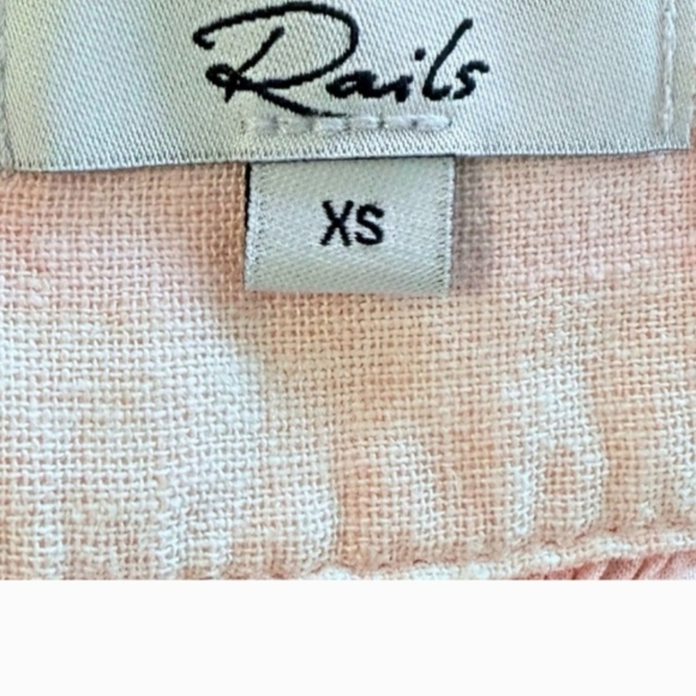 Rails Dawn Stripe Mini Dress XS Pink Peach Boho Tiered Flutter Sleeve Chic - Picture 9 of 11